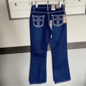 COWGIRL HARDWARE girls denim boot cut jeans size 10 straight leg diamond nwt